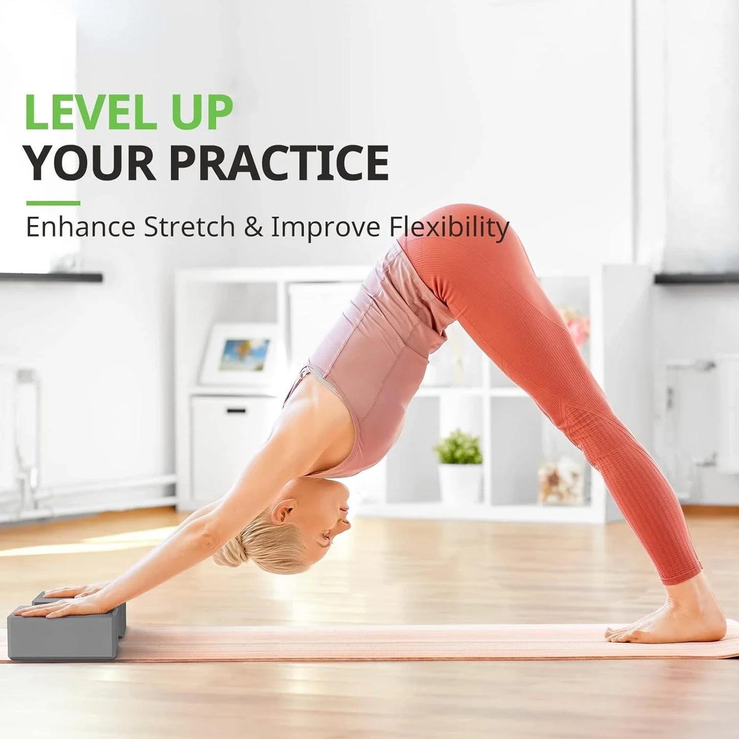 NNETM Set of 2 Premium Odor-Resistant Foam Yoga Blocks (Grey)