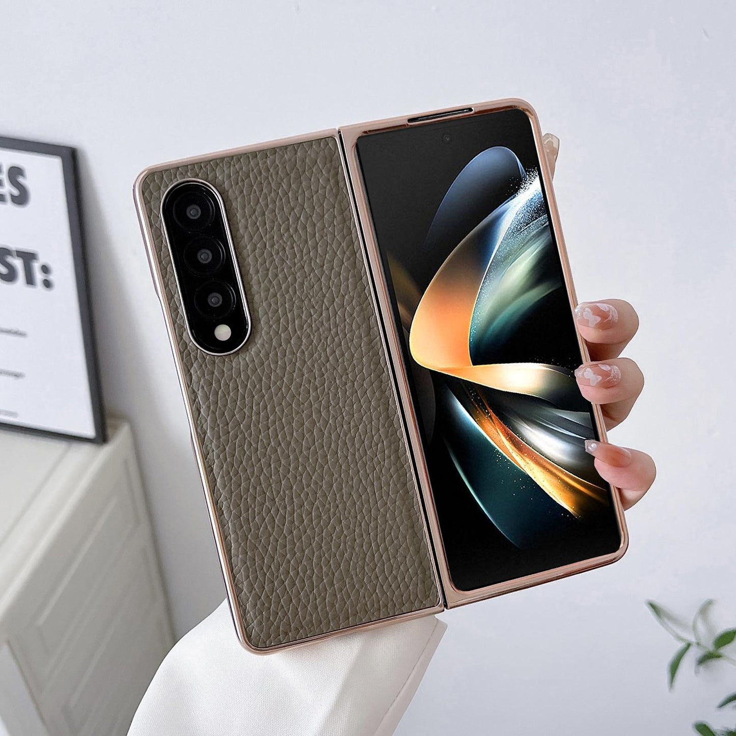 NNEDSZ Star Series Nano Electroplating Pu Case For Samsung Galaxy Z Fold 4 - Black